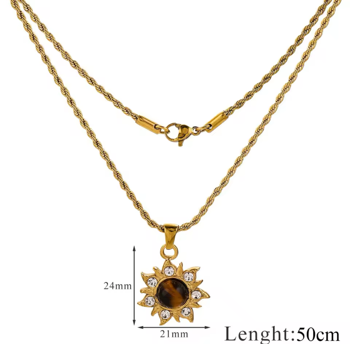 Vintage Sunburst Pendant Necklace