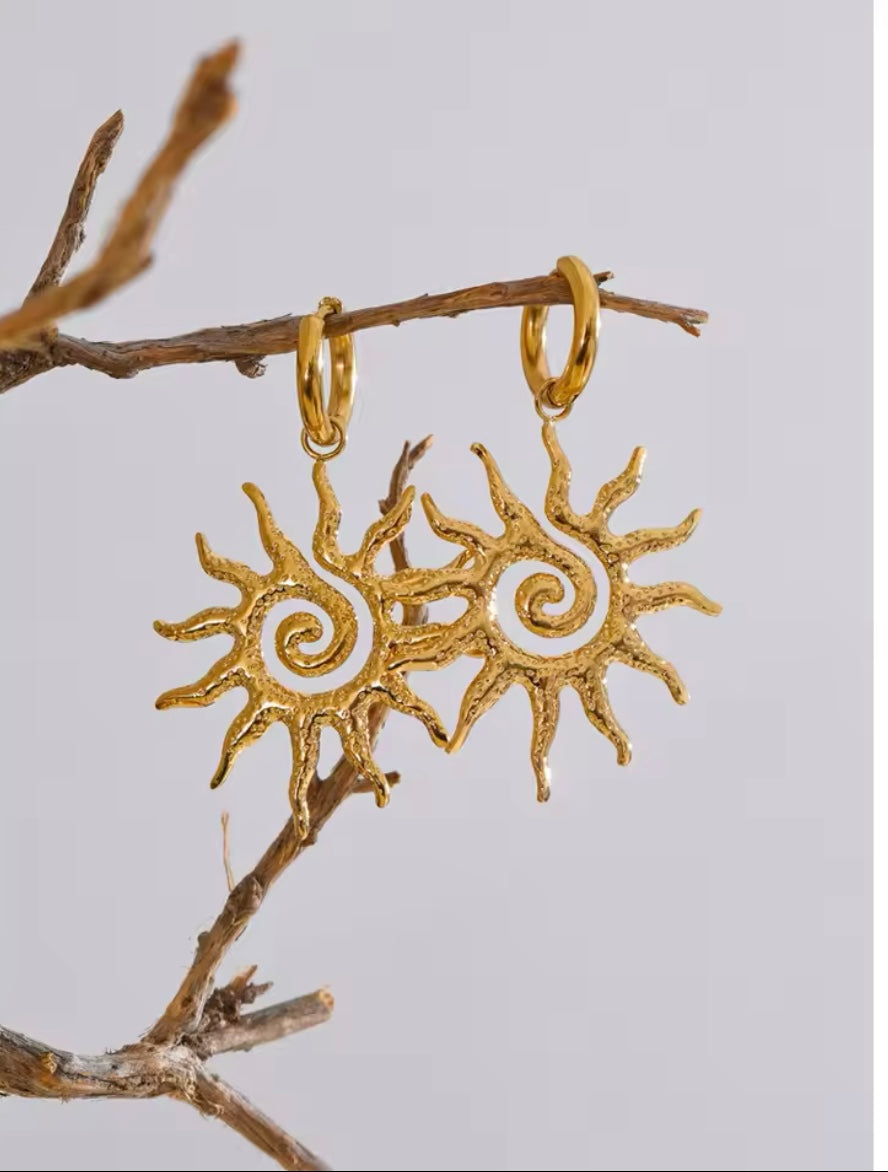 Desert Spiral Sun Earrings