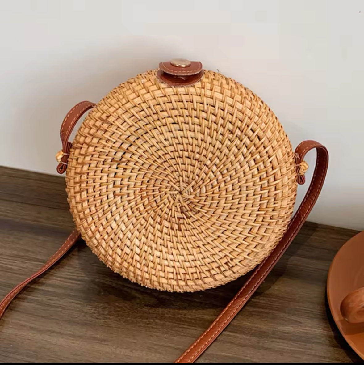 Boho Round Woven Rattan Bag