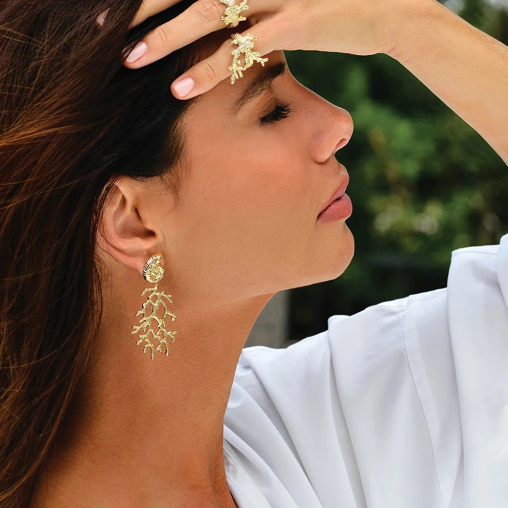 Golden Reef Whispers Earrings