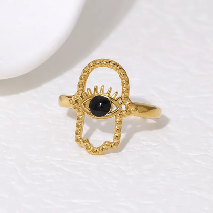 Black Eye Hamsa Ring