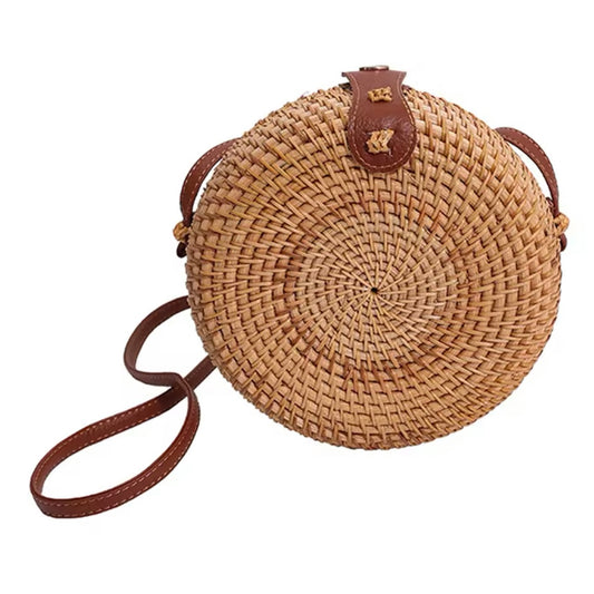 Boho Round Woven Rattan Bag