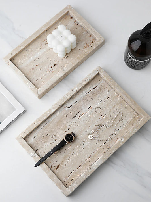 Boho Elegance Travertine Tray Set