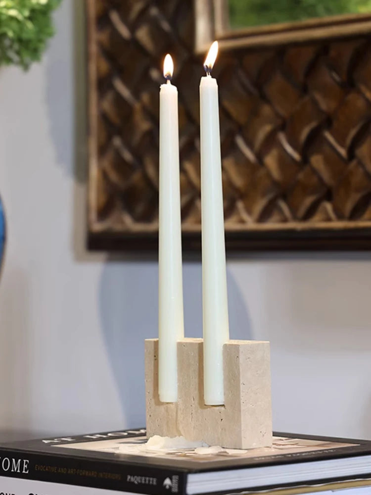 Rustic Marble Candle Duo Holder